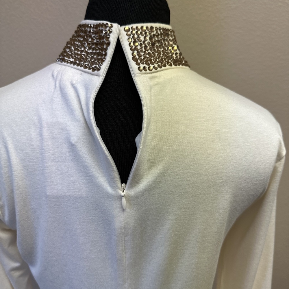 NWT L'AGENCE Women's Medium Maya Embellished Mock Neck Long Sleeve Blouse Top - Picture 7 of 11
